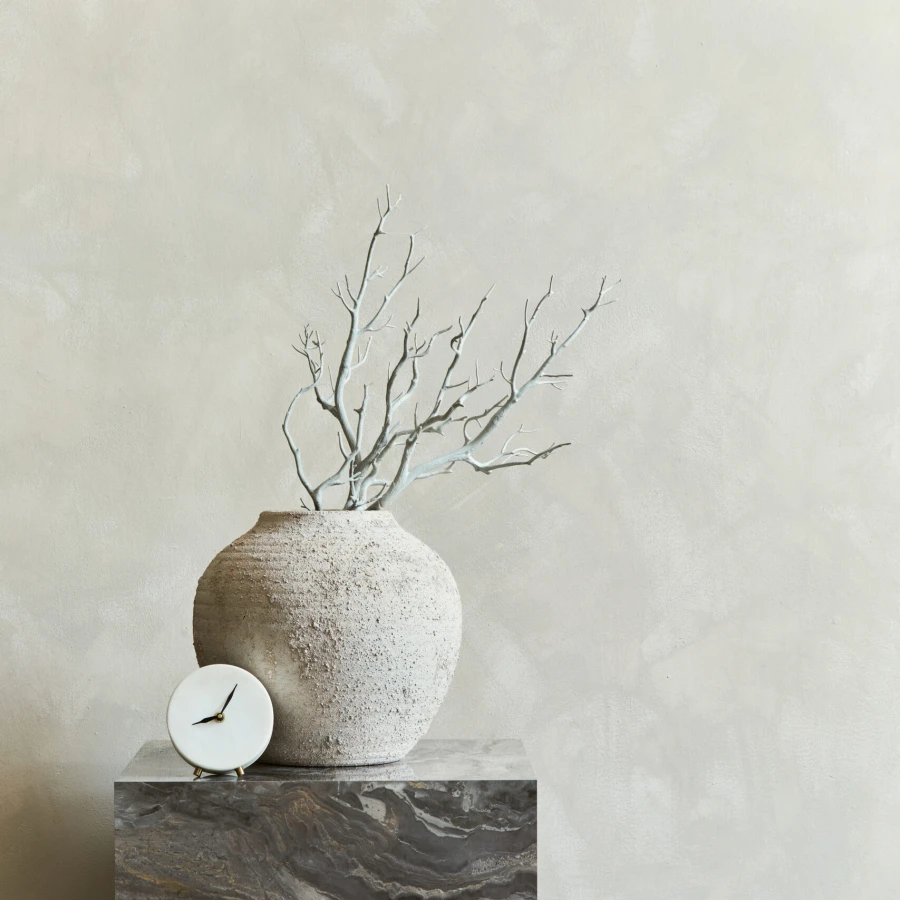 Elegant interior composition with marble cube coffee table and s